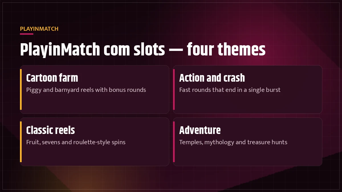 PlayinMatch slots screen reached from the side menu under Live-Casino