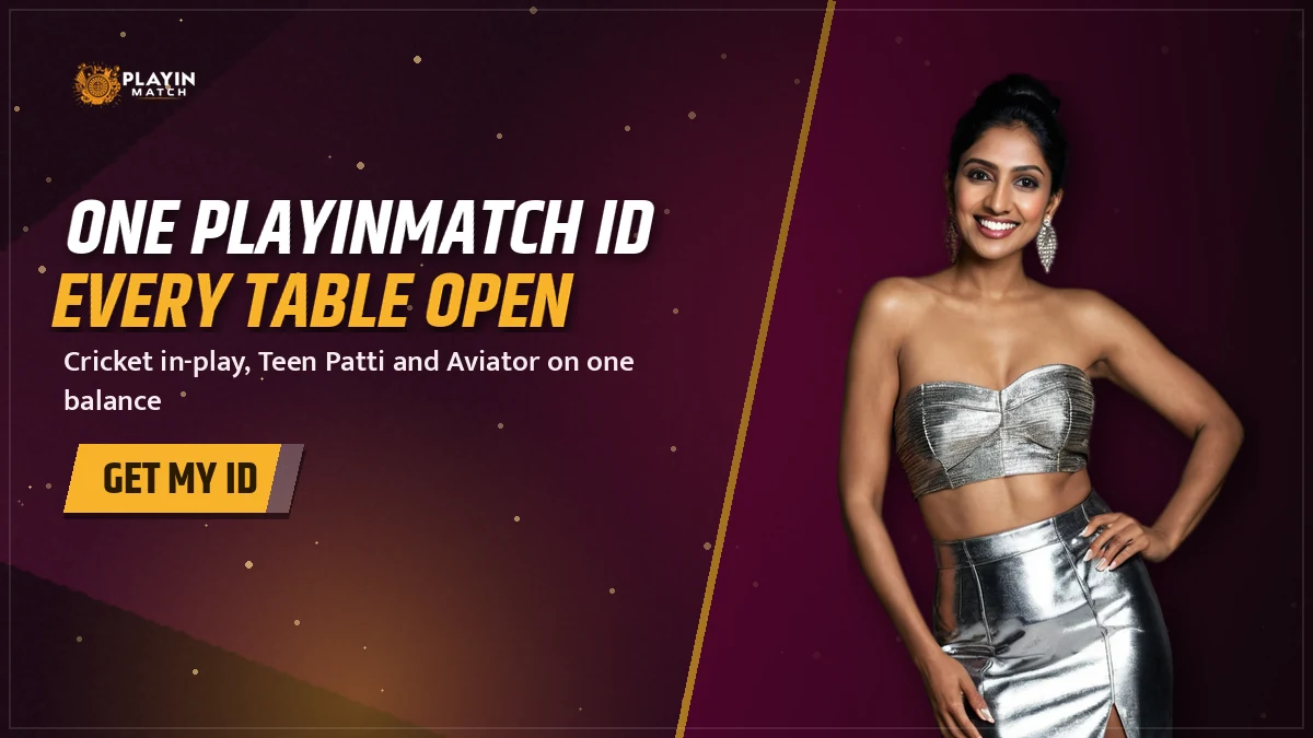 PlayinMatch home banner — in-play cricket and the live casino lobby on one ID