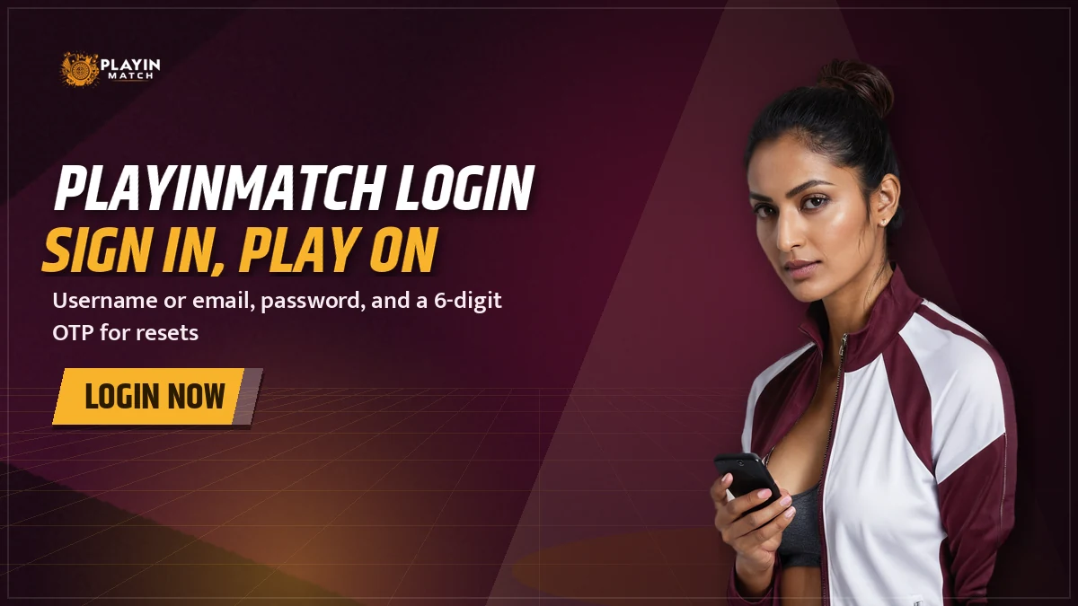 PlayinMatch login banner showing username, password and the OTP reset route