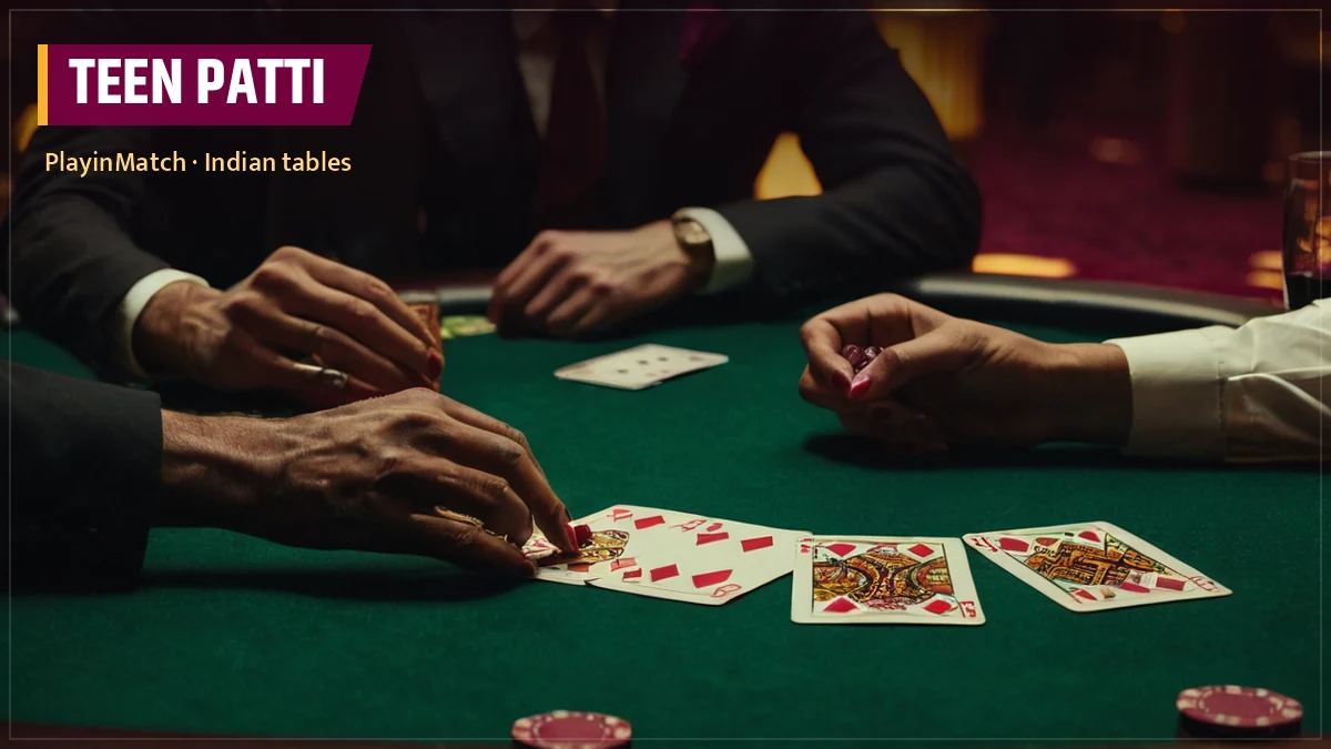 PlayinMatch Teen Patti tile — live card table in the casino lobby